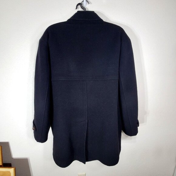 Mario Valente Mens Black Wool & Cashmere Coat Size 44 Fleur-de-lis Buttons Italy - Picture 2 of 14